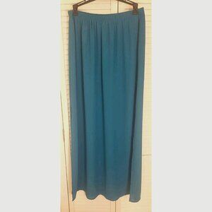 SOPRANO TURQUOISE DUAL SIDE SLIT CHIFFON SKIRT SZ L